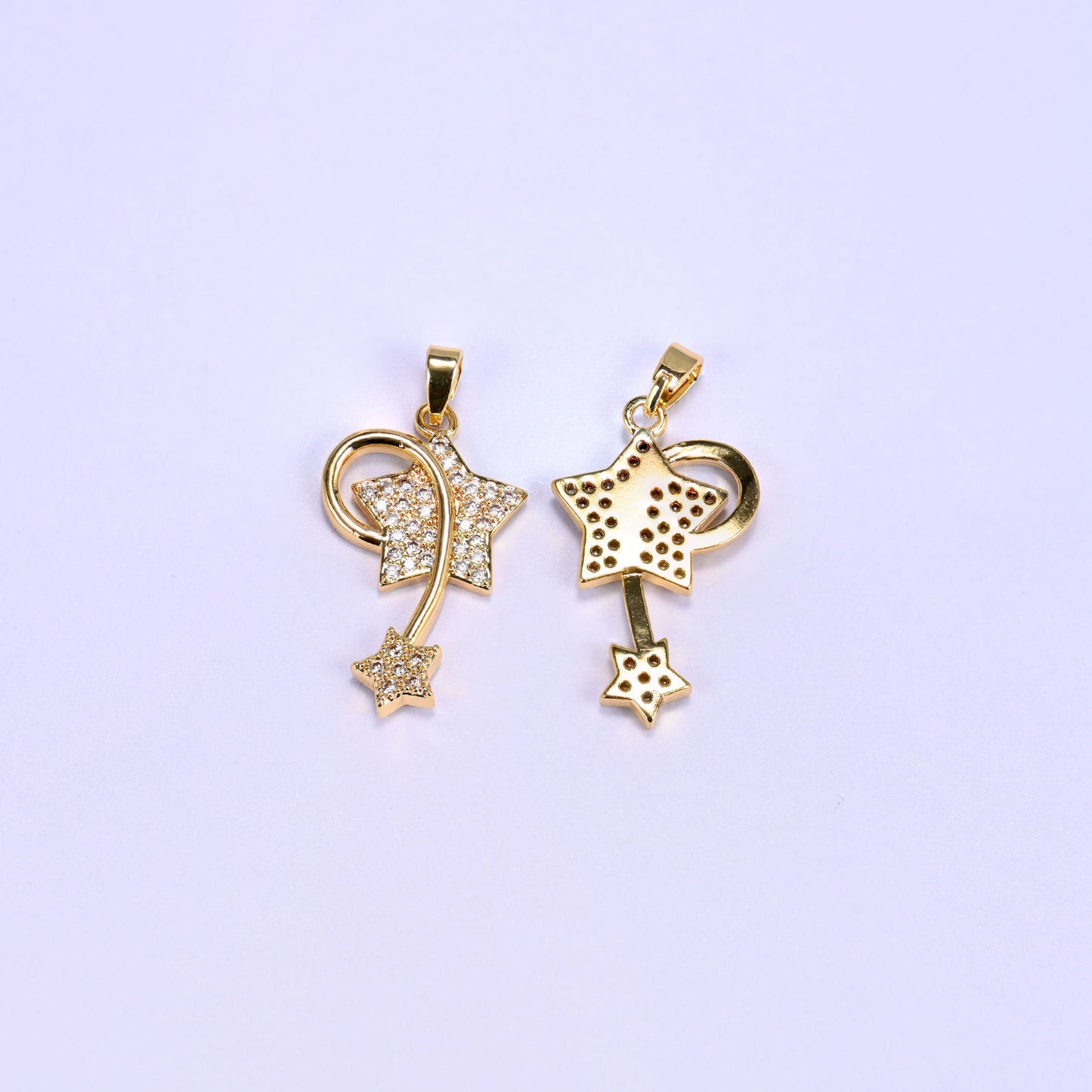 Wishing Star Zircon Charms with clear zircon pave stars