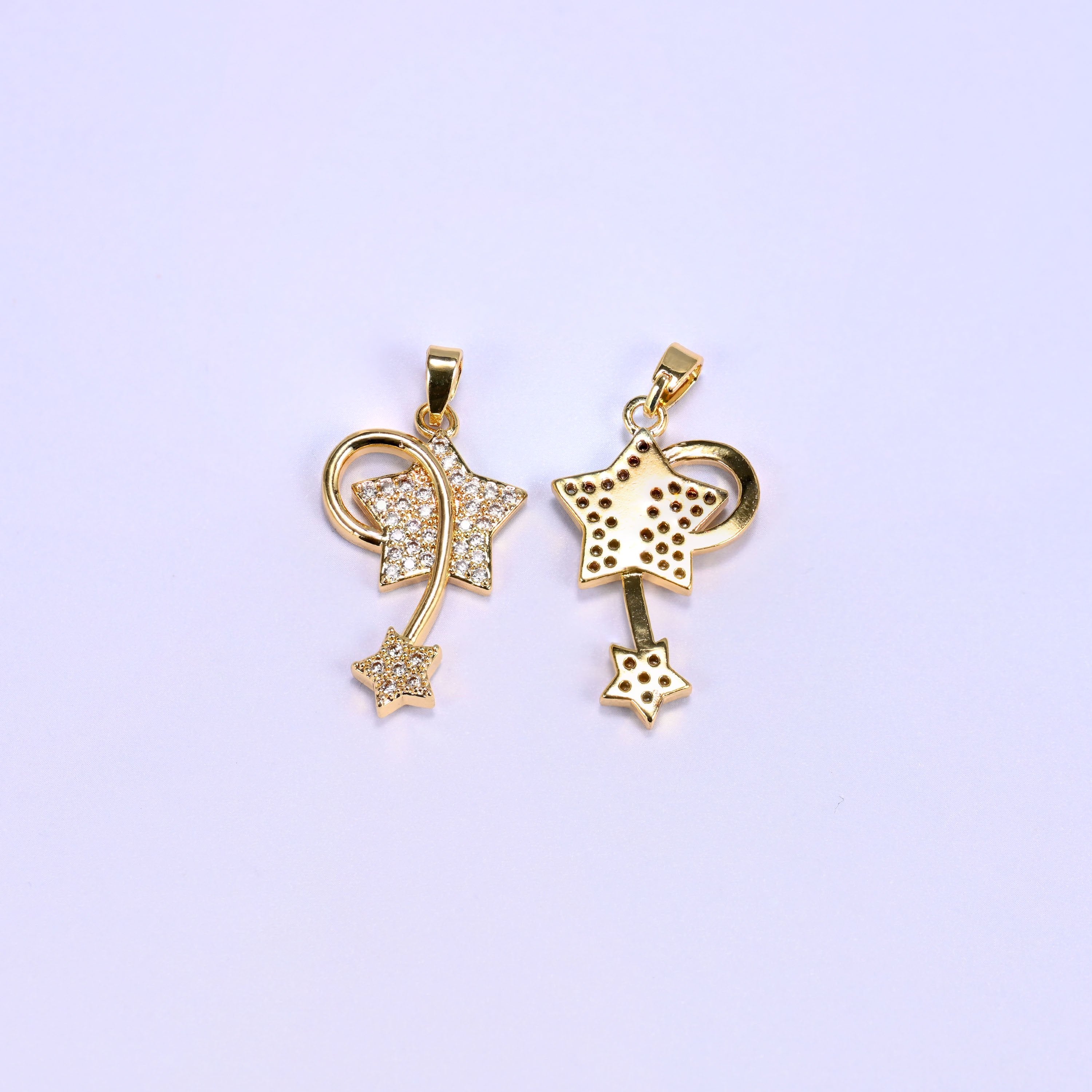 Wishing Star Zircon Charms with clear zircon pave stars
