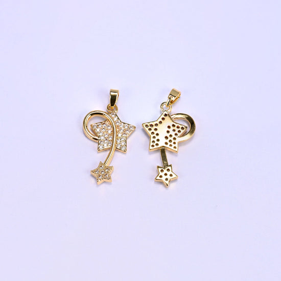 Wishing Star Zircon Charms with clear zircon pave stars