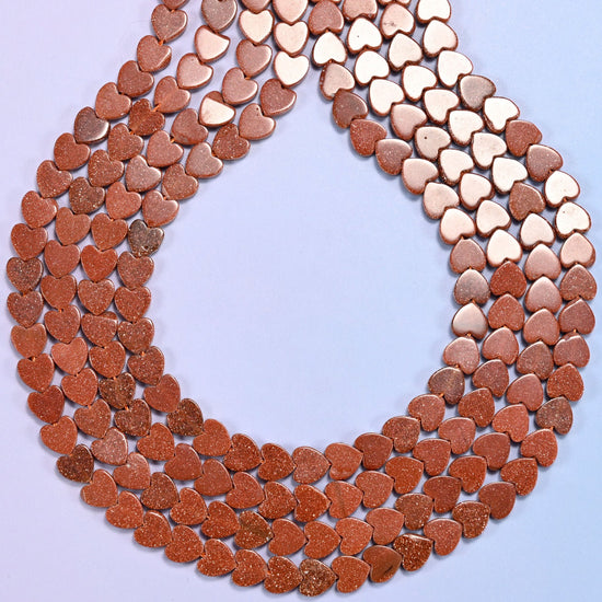 Gold Sandstone Flat Heart Beads, hole 0.8mm