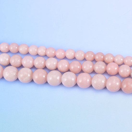 Pink Opal Color Dyed Jade Smooth Round Beads in soft opaque blush-pink