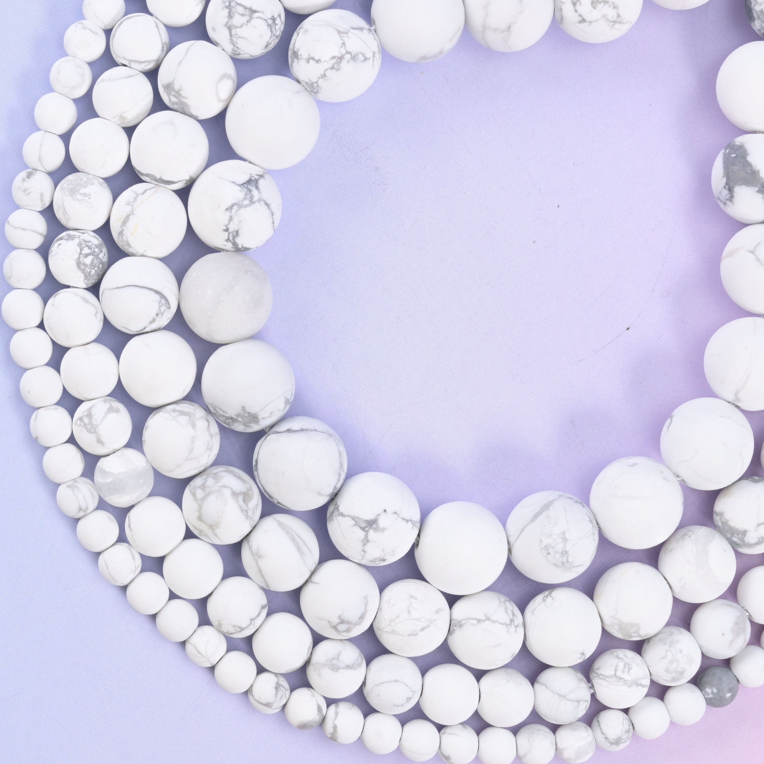 White Howlite Matte Round Beads, matte frosted finish