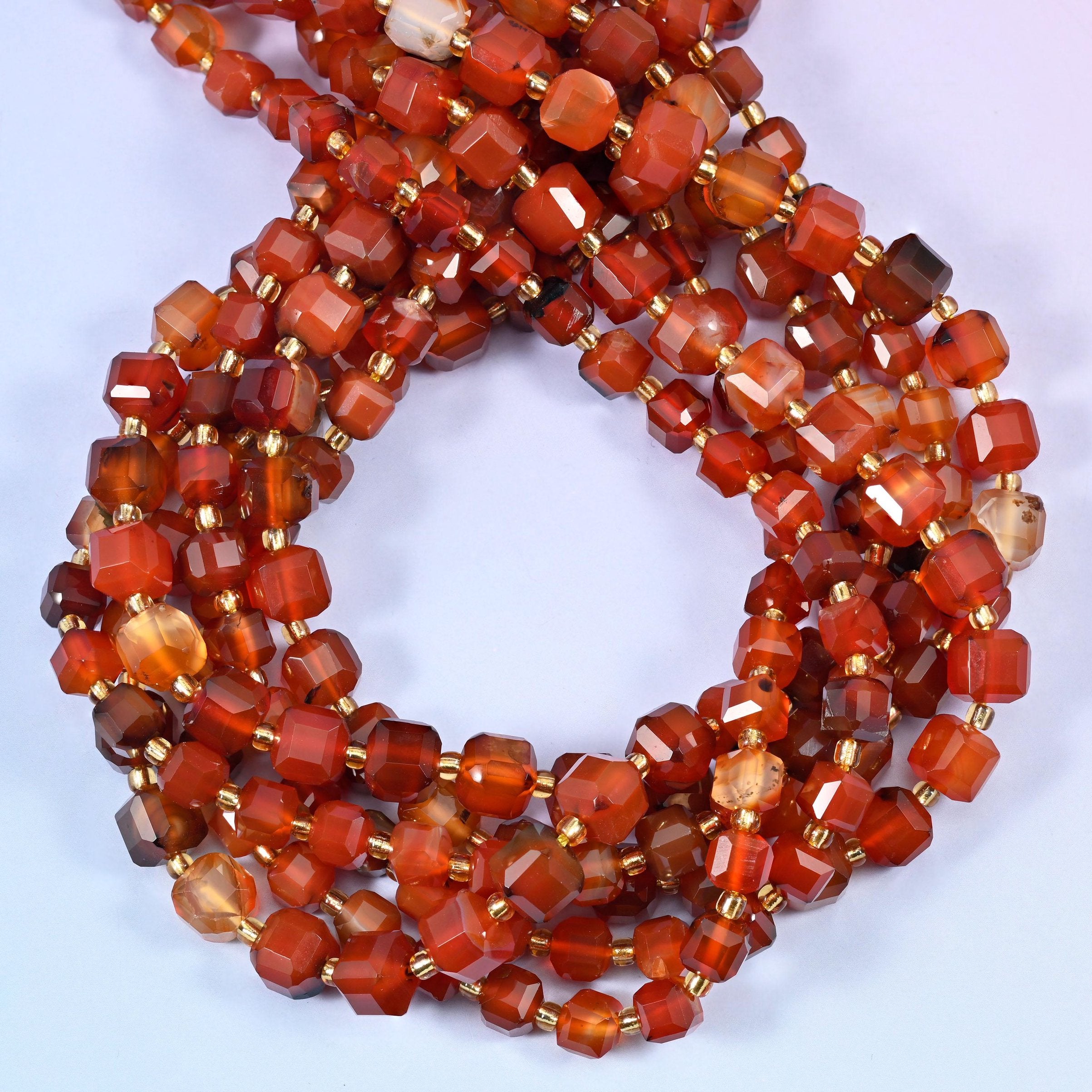 Red Agate Faceted Cube Beads for jewellery making