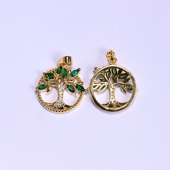 Round Green Leaf Tree Zircon Charms: DIY Pendants, Jewelry Making Supply