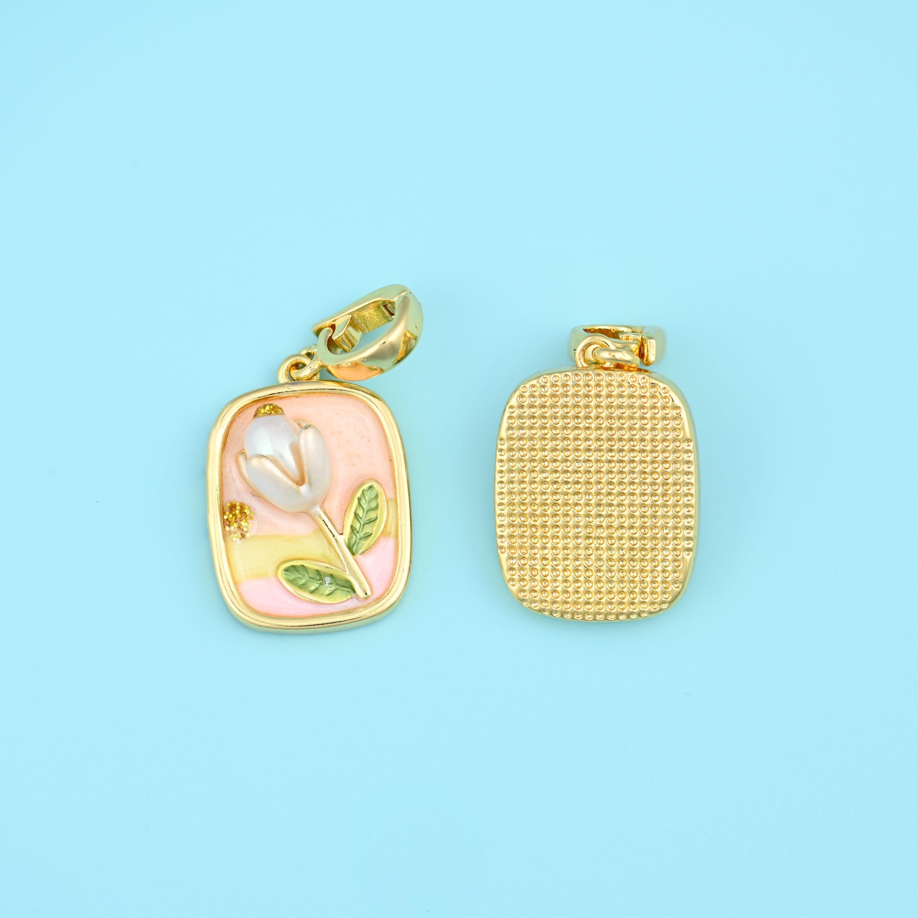 Brass, 18K gold filled beads, rectangle, 20.51 x 14.55mm