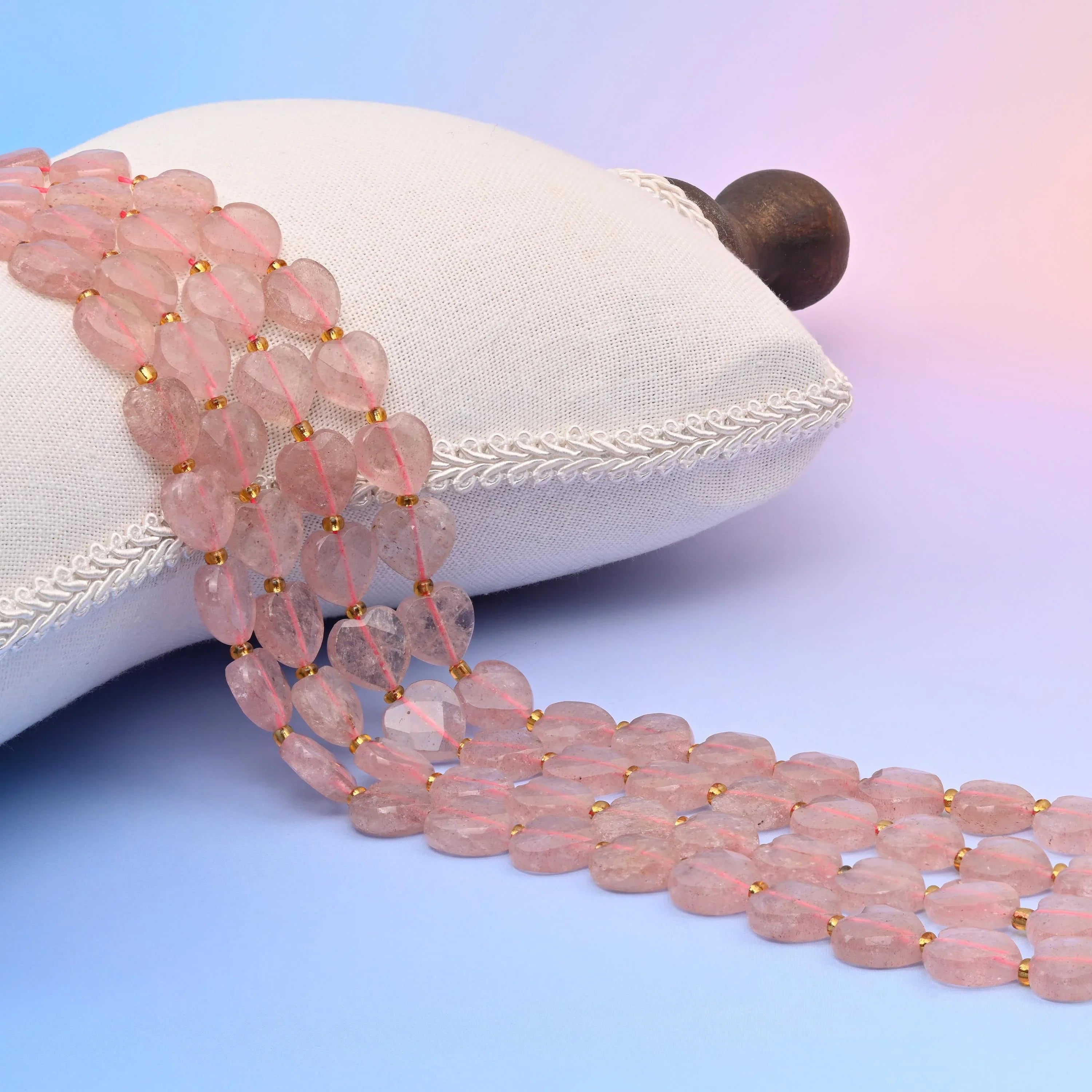 Strawberry Quartz Faceted Heart Beads 12mm