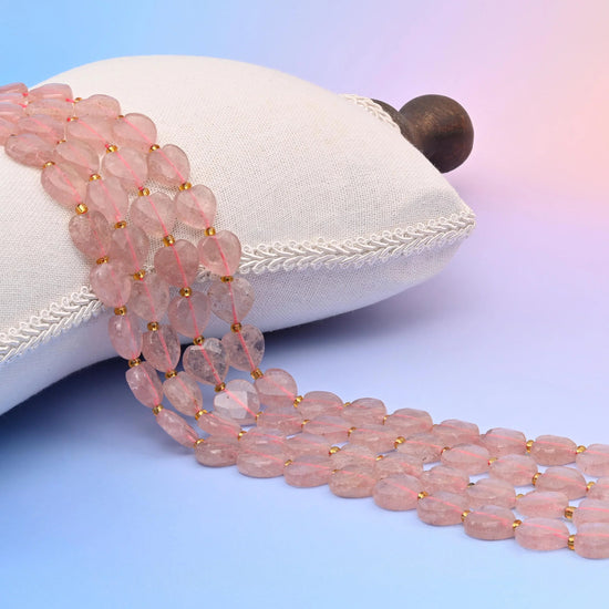 Strawberry Quartz Faceted Heart Beads 12mm
