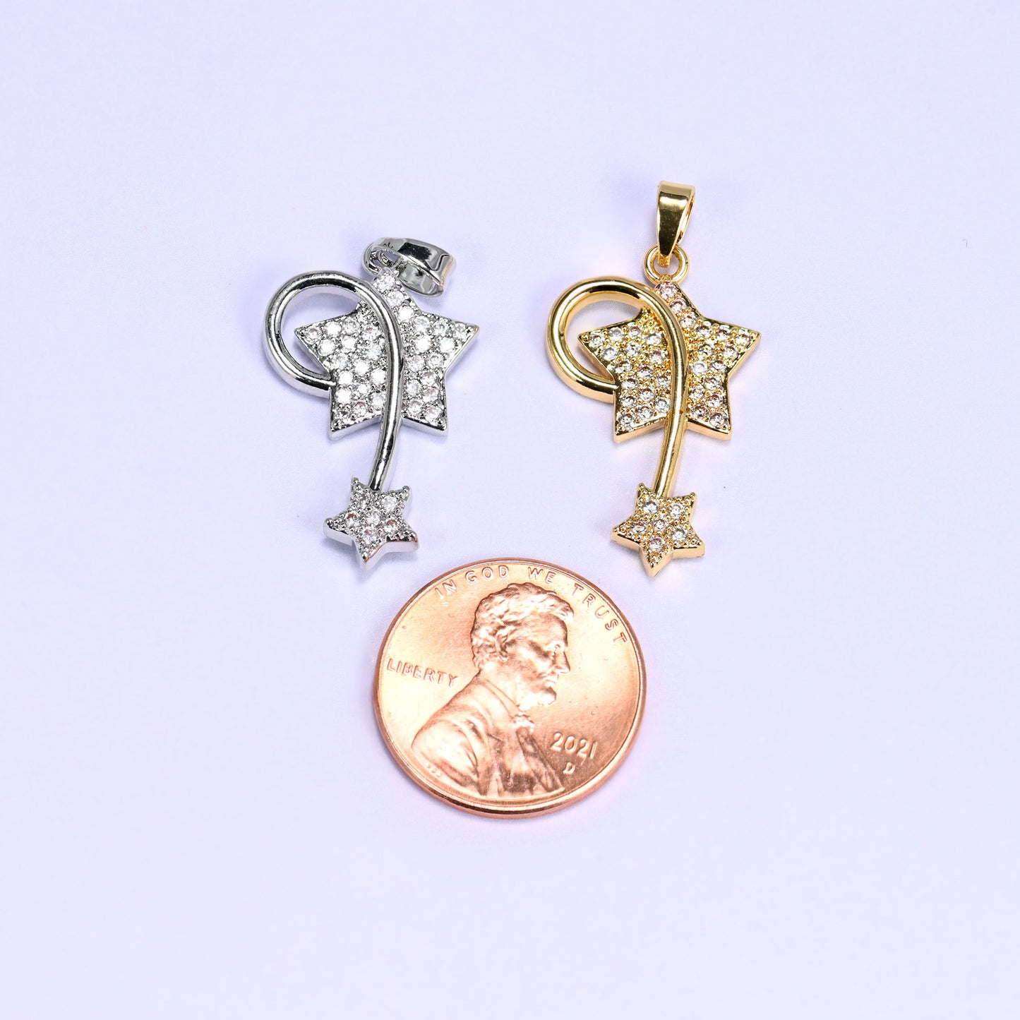 Wishing Star Zircon Charms: 18K Gold Filled Pendants, Jewelry Making Supply