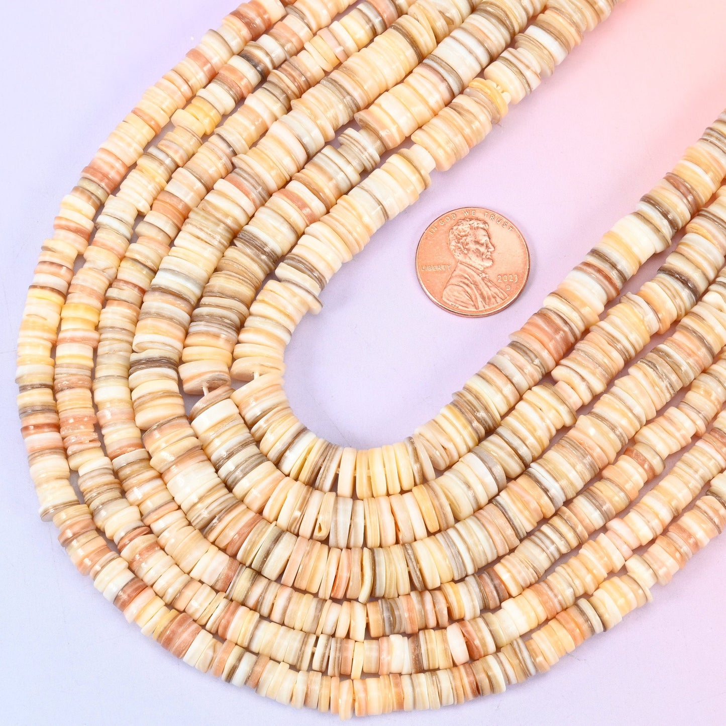 Round disc cut Natural Shell beads
