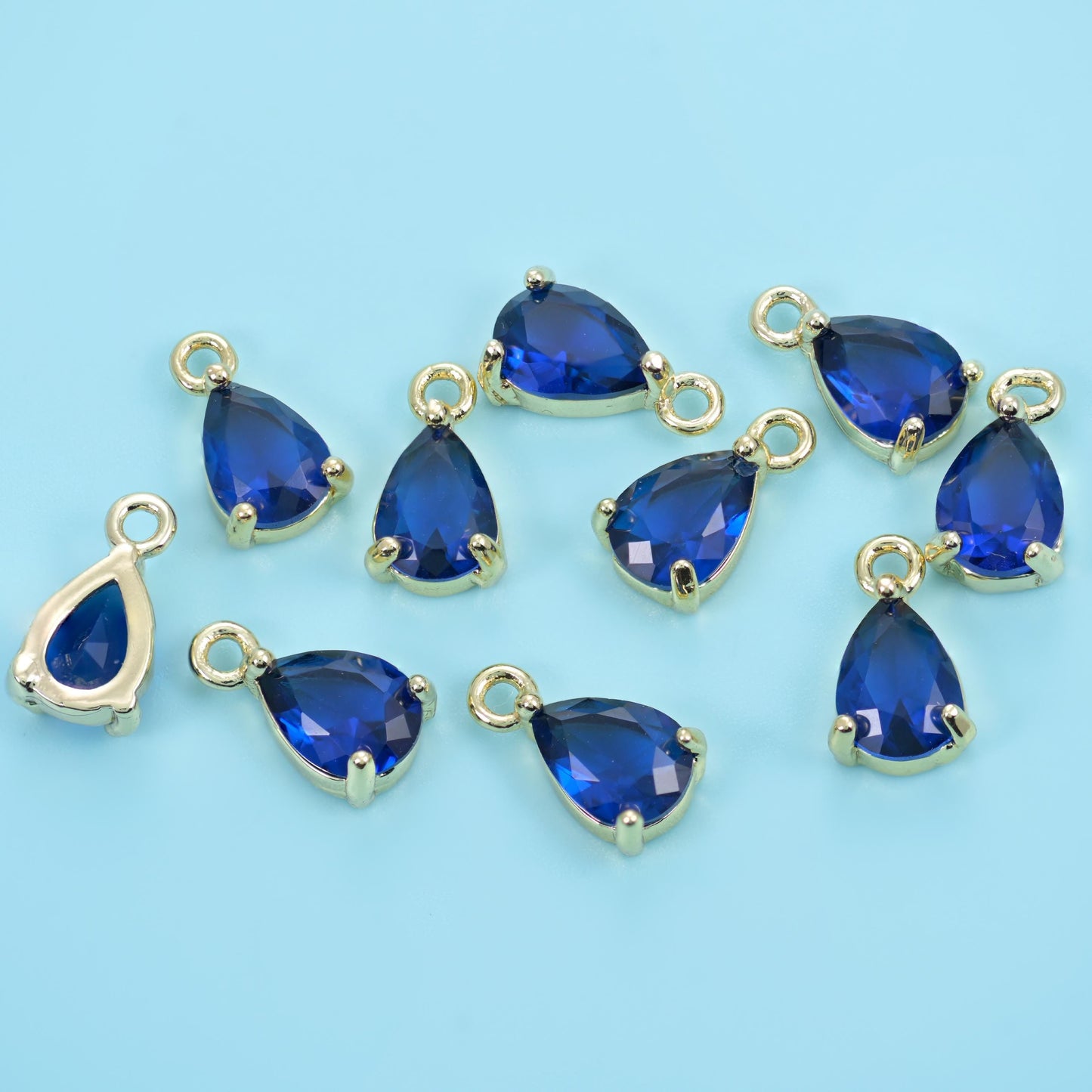 18K Gold Filled Teardrop Zircon Charm 10x6mm, 1 Piece