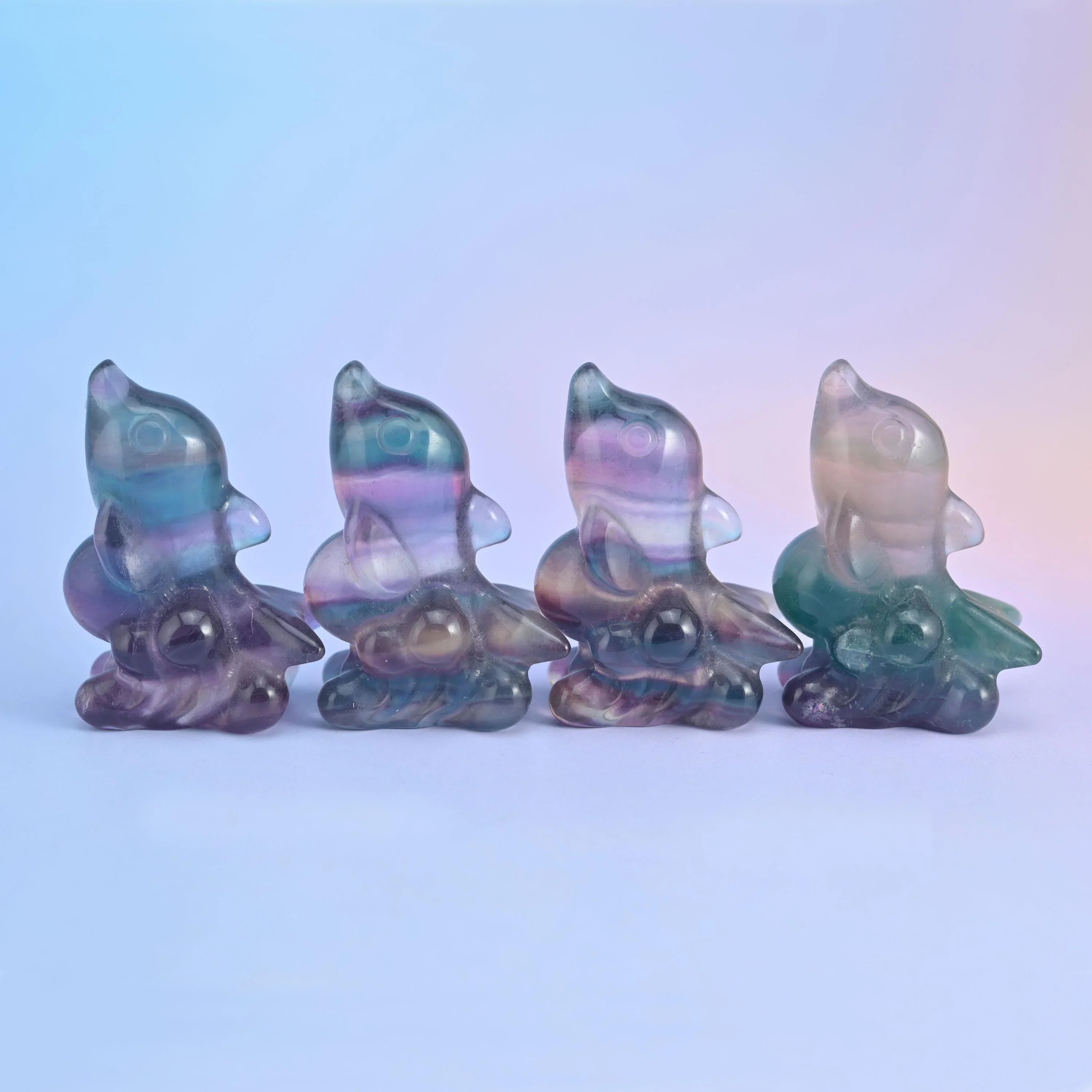 Fluorite dolphin figurine, dolphin shape, approximately 2 inches