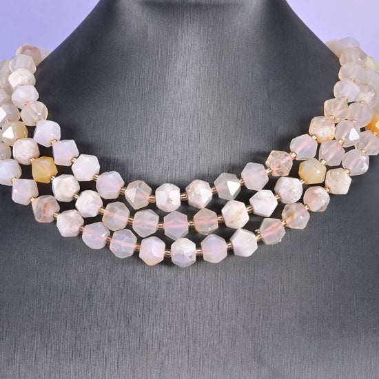 Diamond cut gemstone beads, approximately 36 beads on a 15.5 inch strand.