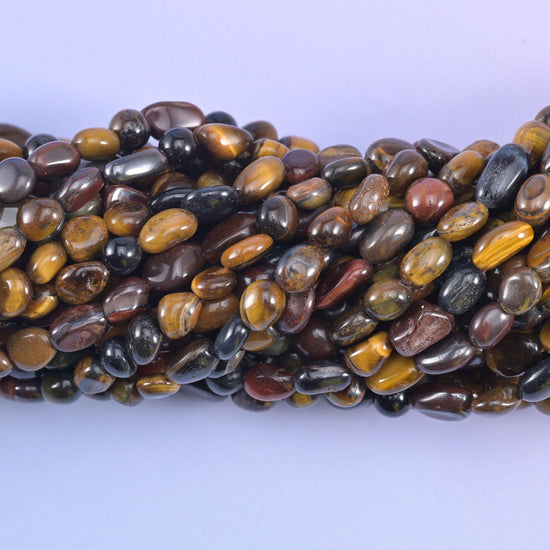 Tricolor Tiger Eye Pebble Nugget Beads, hole approximately 1.0mm, center drilled