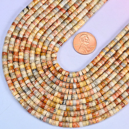 Smooth heishi disc cut Crazy Agate beads
