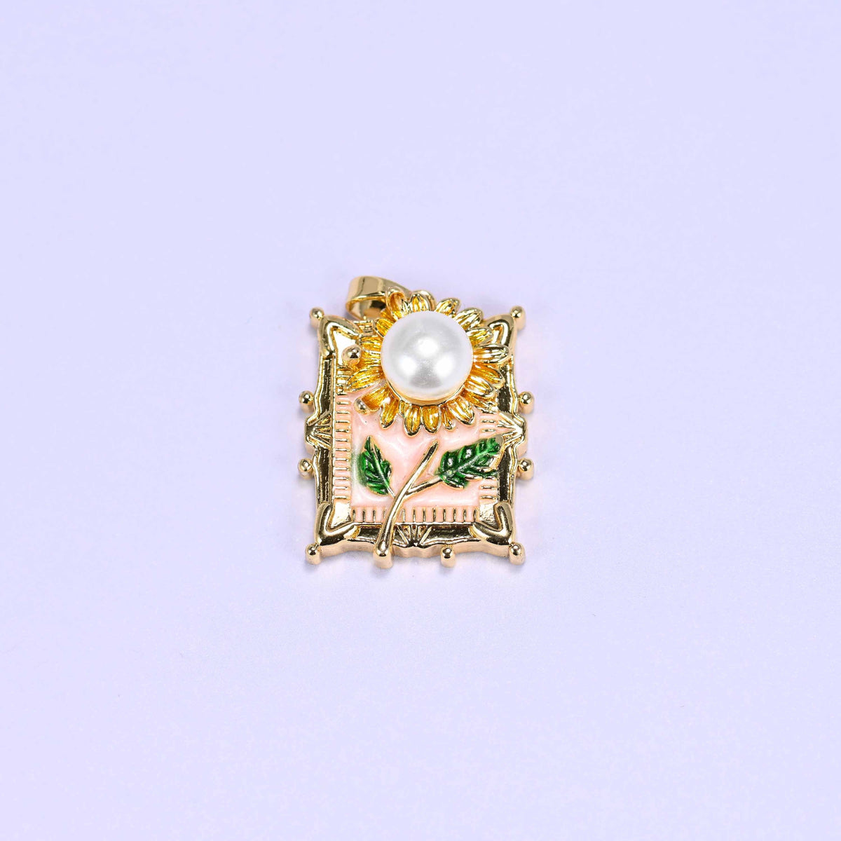 Enamel Rectangle Sunflower Charms