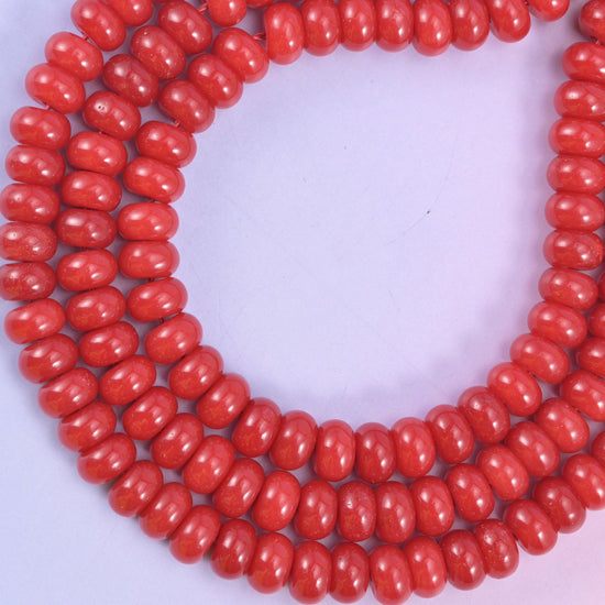 Red Dyed Jade rondelle beads, approximately 75 beads per strand