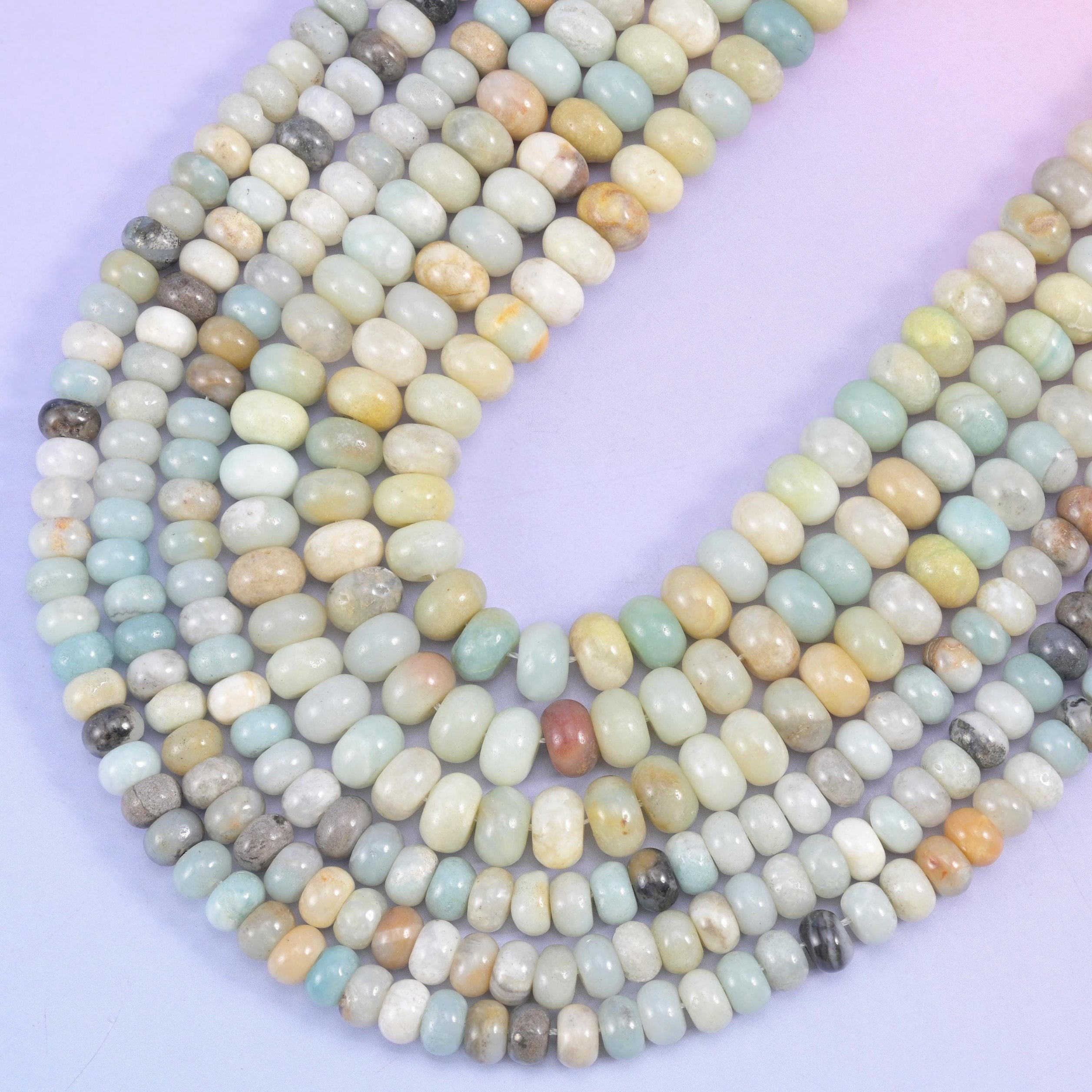 Rondelle cut Amazonite beads with a smooth polished finish
