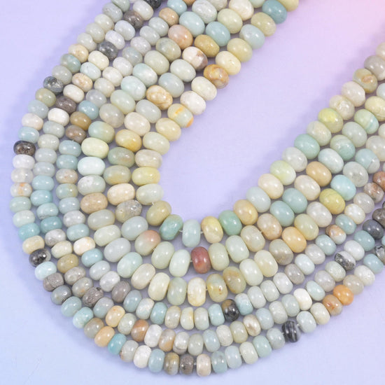 Rondelle cut Amazonite beads with a smooth polished finish