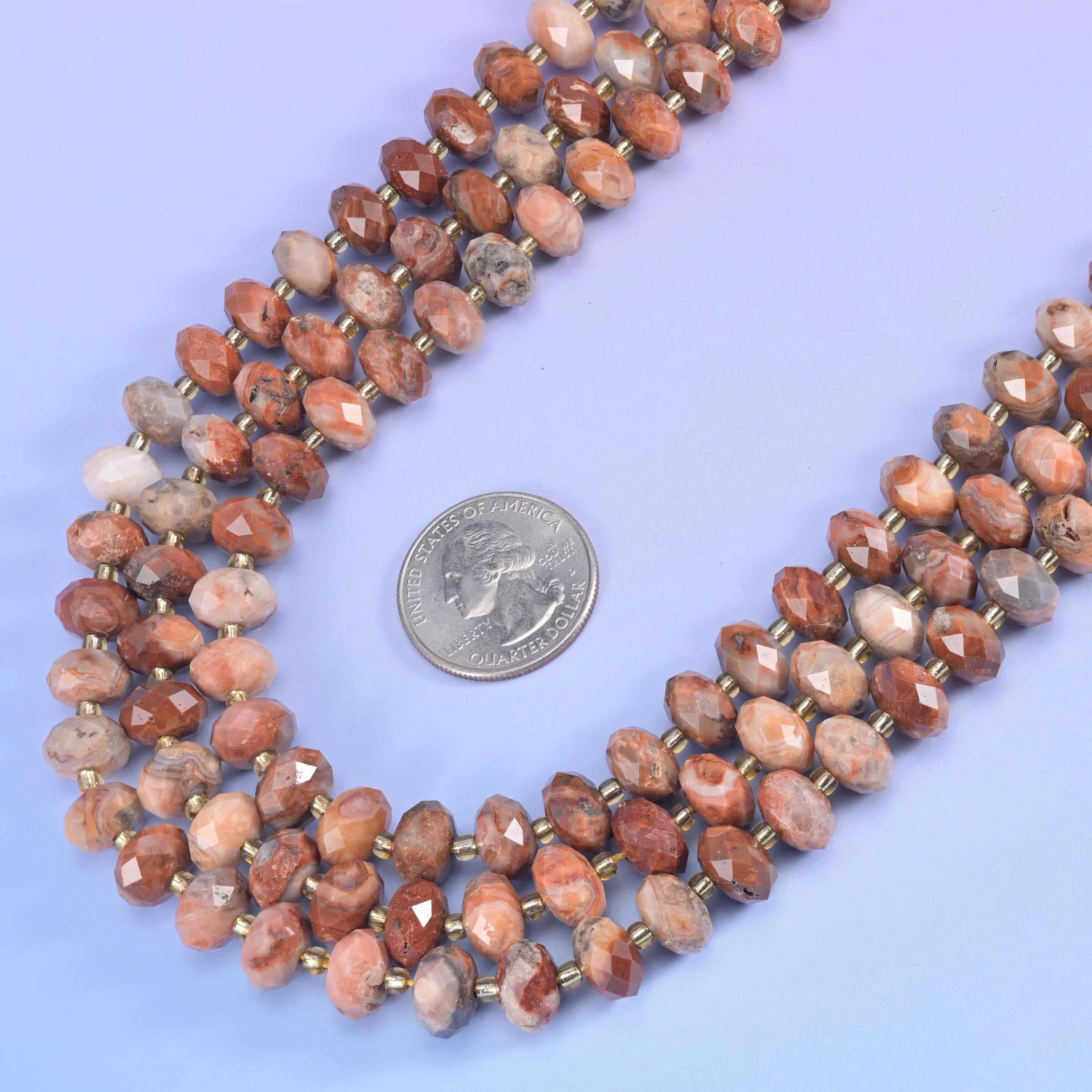 Red Crazy Agate beads in salmon, terracotta, and peach tones