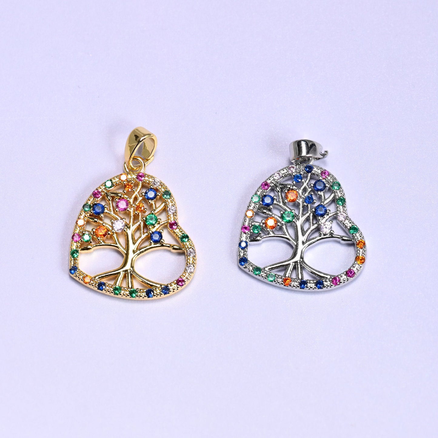 Heart Tree of Life Zircon Charms