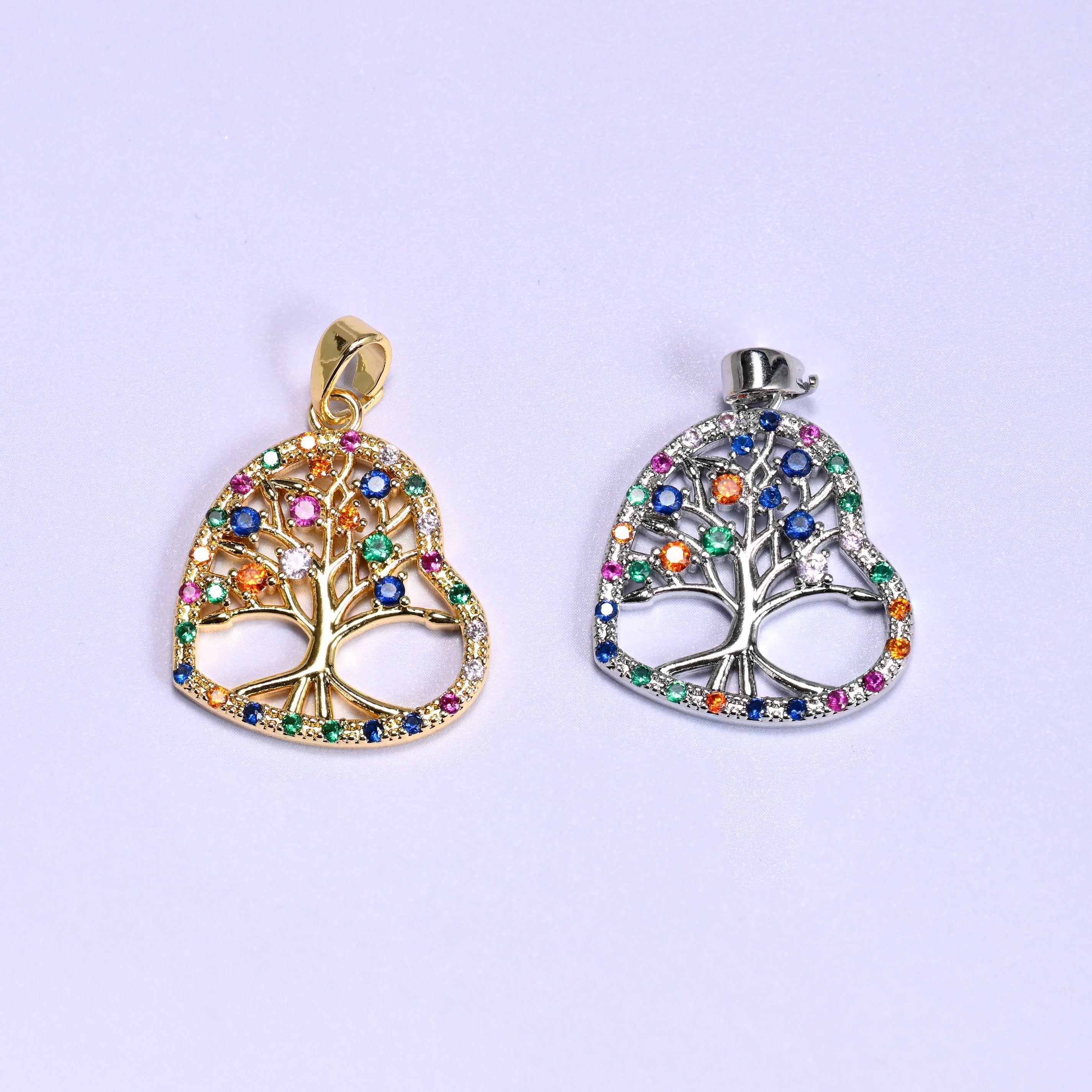 Heart Tree of Life Zircon Charms