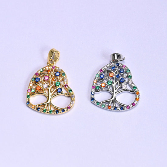 Heart Tree of Life Zircon Charms