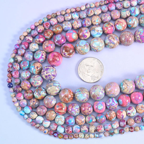 Sea sediment jasper round beads, centre-drilled hole approximately 1.0mm
