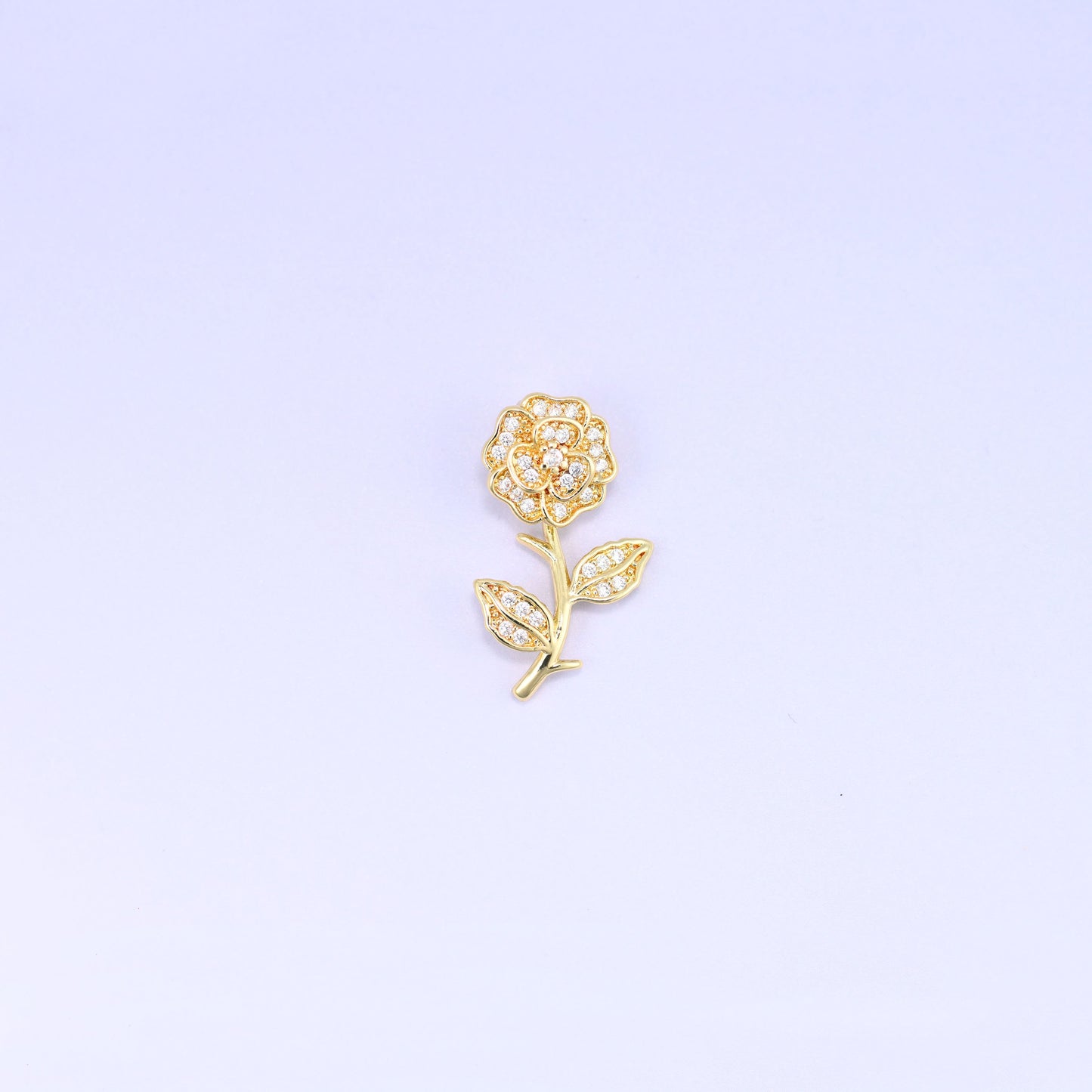 Gold Rose Zircon Charms: 18K Gold Plated Pendants, Jewelry Making Supply
