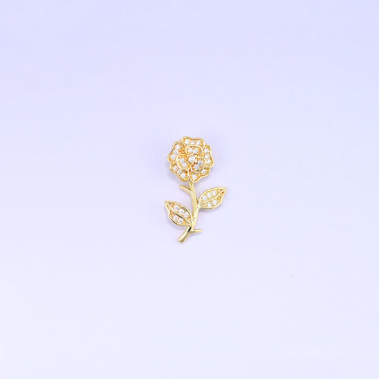 Gold Rose Zircon Charms: 18K Gold Plated Pendants, Jewelry Making Supply