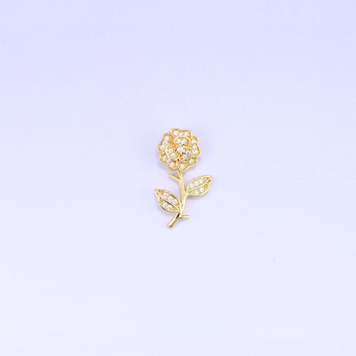 Gold Rose Zircon Charms: 18K Gold Plated Pendants, Jewelry Making Supply