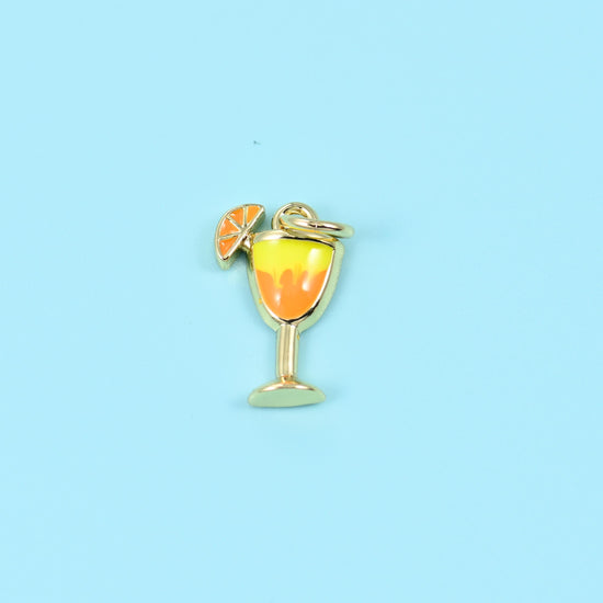 Brass beads, cocktail glass with an orange slice, 13.5 x 8.30mm