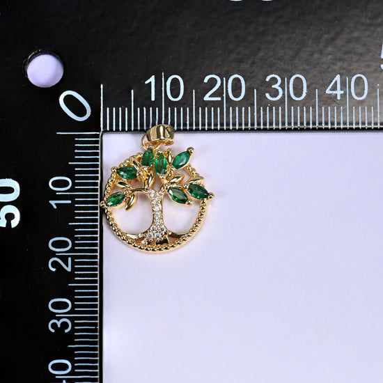 Round Green Leaf Tree Zircon Charms: DIY Pendants, Jewelry Making Supply