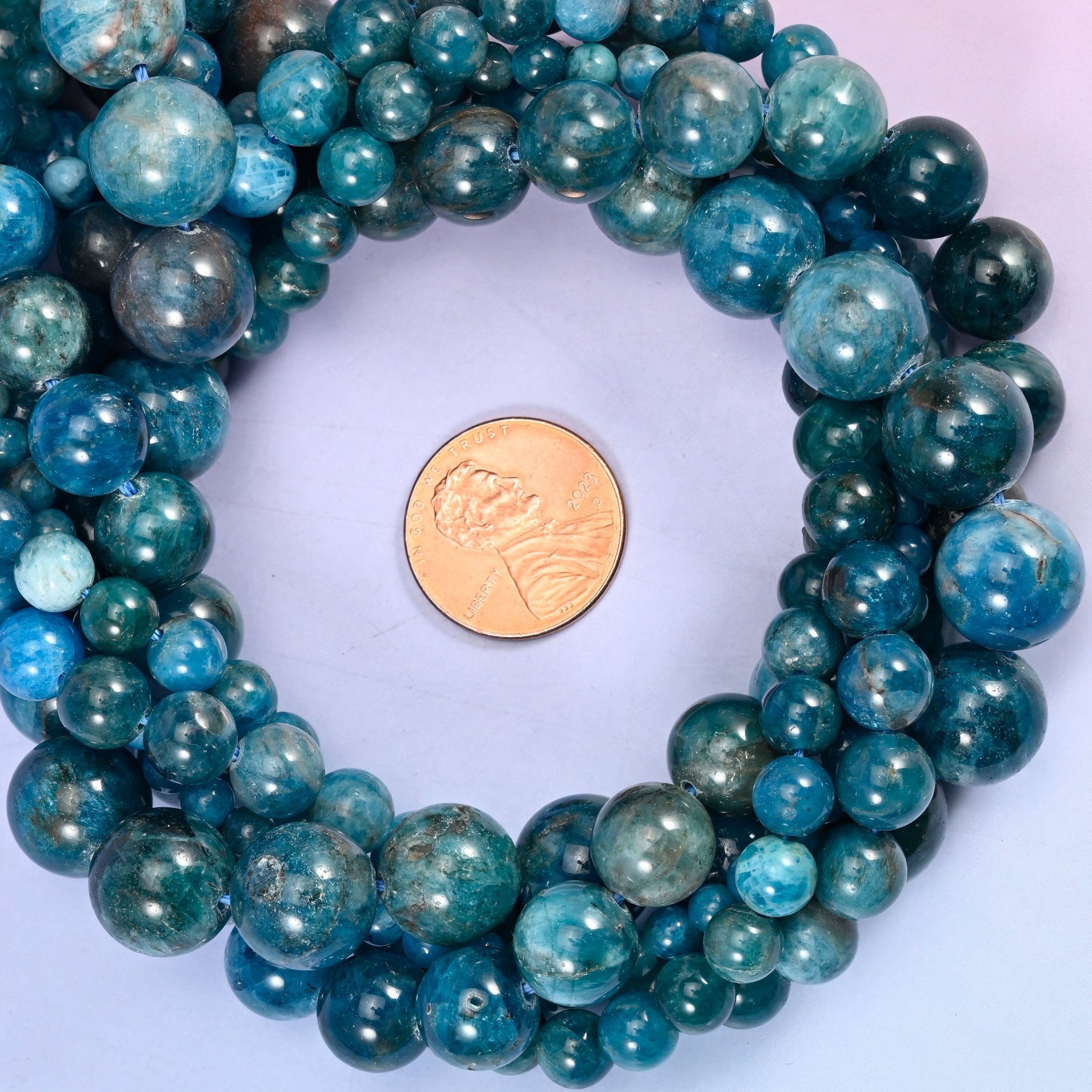 Blue Apatite Smooth Round Beads: Jewelry Making 15.5 Inch Strand