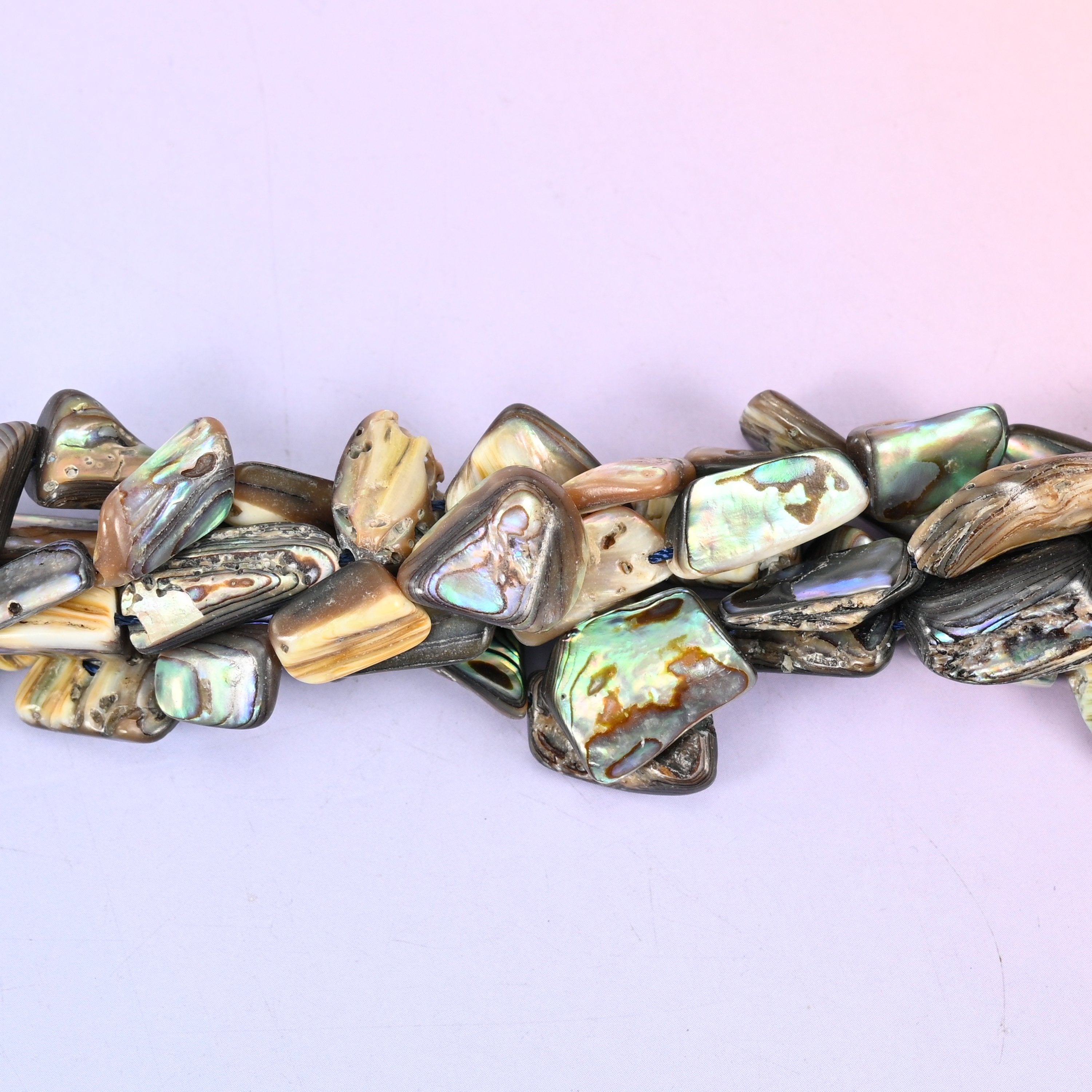 Abalone Shell Freeform Beads: One Side Polished beads, Jewelry Making Supply, 15 Inch Strand