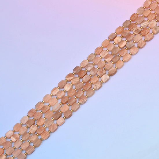 Sunstone beads in warm peach and soft apricot tones