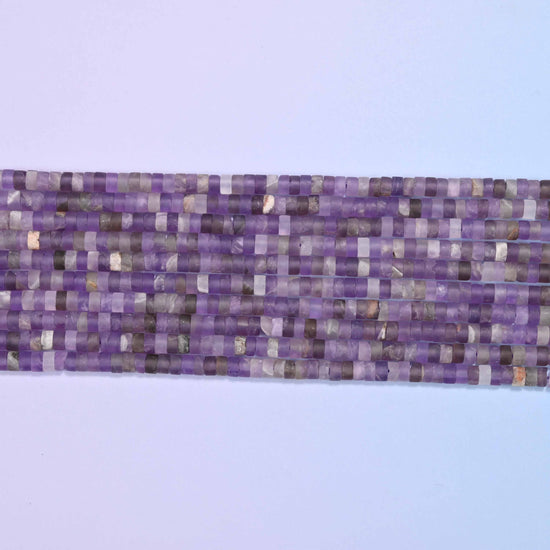 Matte amethyst heishi disc beads, 15 inch strand