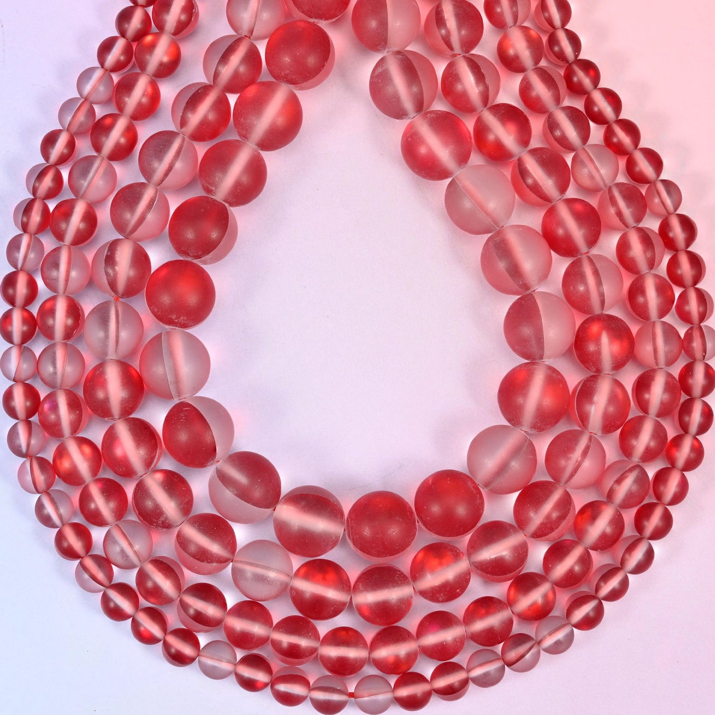Mystic Aura Matte Red Round Glass Beads, approximately 1.0mm drill hole