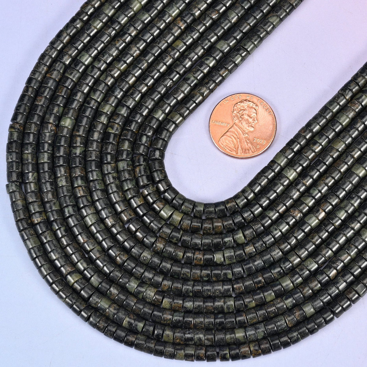 Heishi disc cut Kambaba Jasper beads