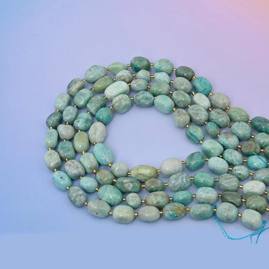 Blue Amazonite Oval Nugget Beads 10-17mm in blue