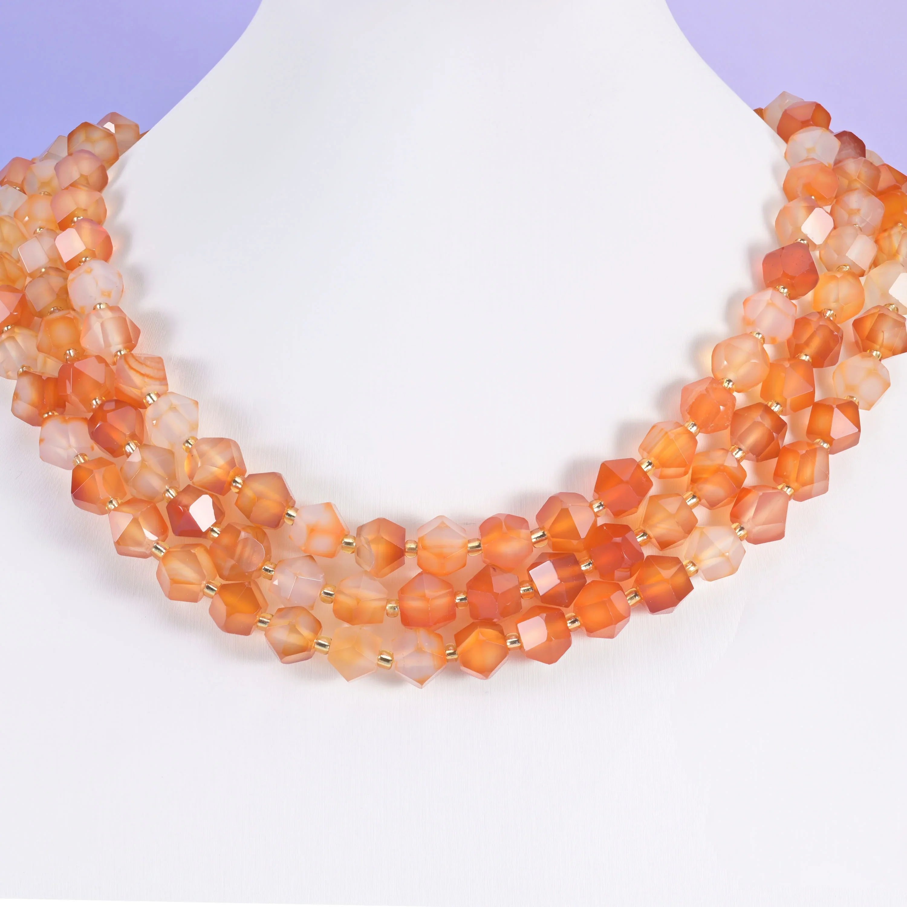 10mm diamond cut gemstone beads for a single-strand necklace.