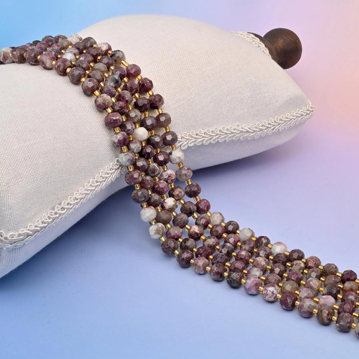 Plum Blossom Tourmaline Faceted Rondelle Beads 6x8mm