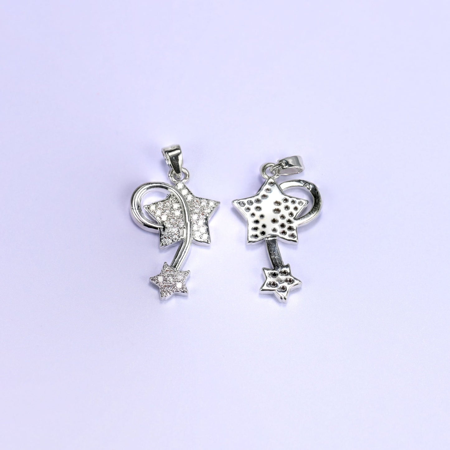 18K gold plated brass wishing star charm pendant, approx 24.76mm x 15.31mm