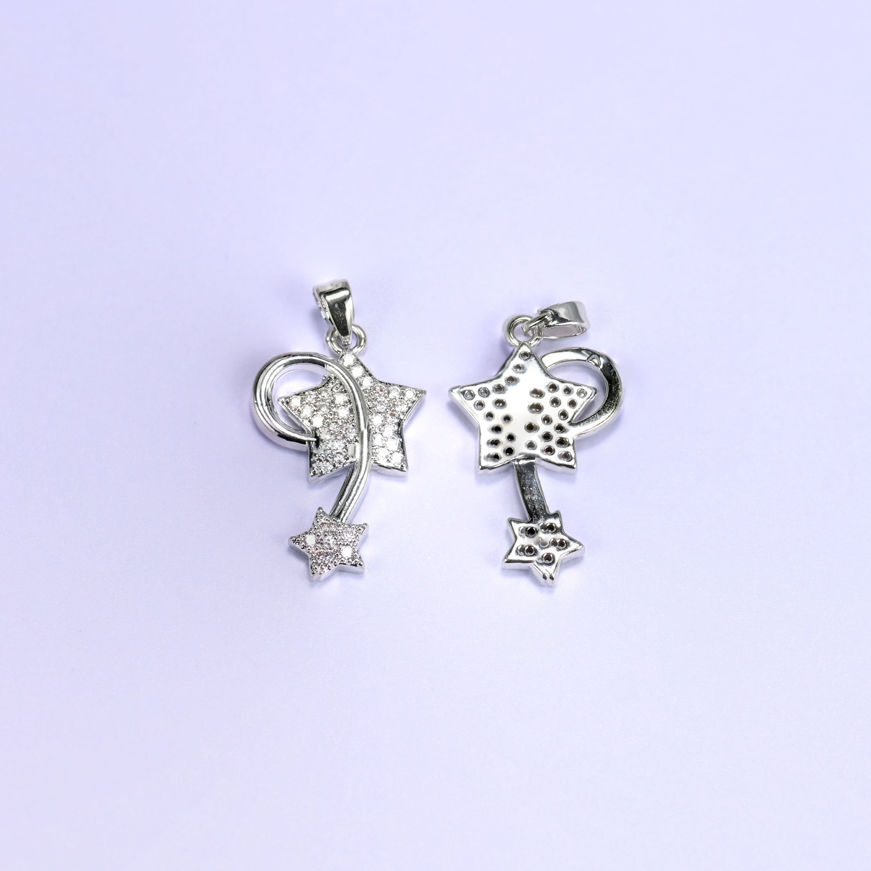 18K gold plated brass wishing star charm pendant, approx 24.76mm x 15.31mm