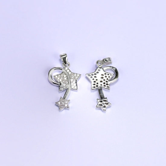 18K gold plated brass wishing star charm pendant, approx 24.76mm x 15.31mm