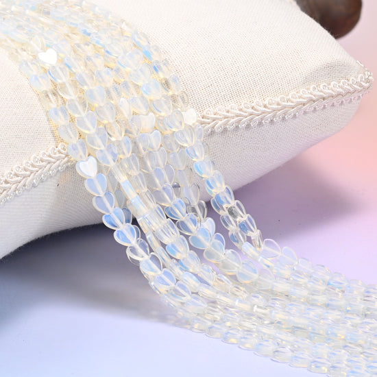 Opalite Flat Heart Beads