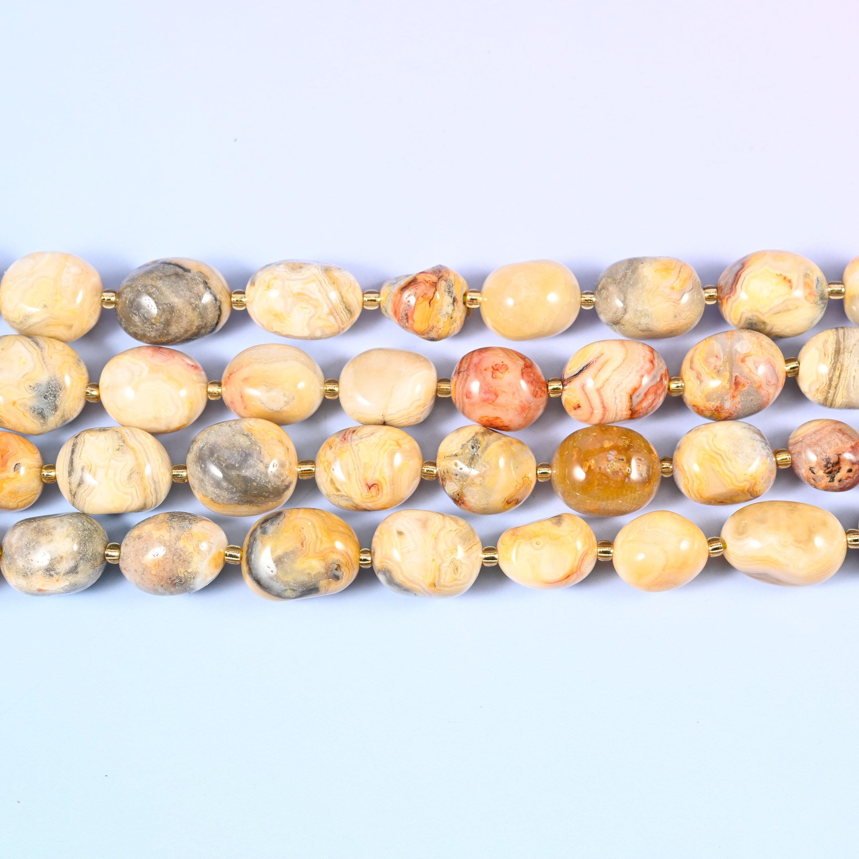 Crazy Agate Nugget Oval Beads 10-17mm, natural stone variation