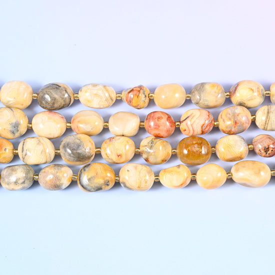 Crazy Agate Nugget Oval Beads 10-17mm, natural stone variation
