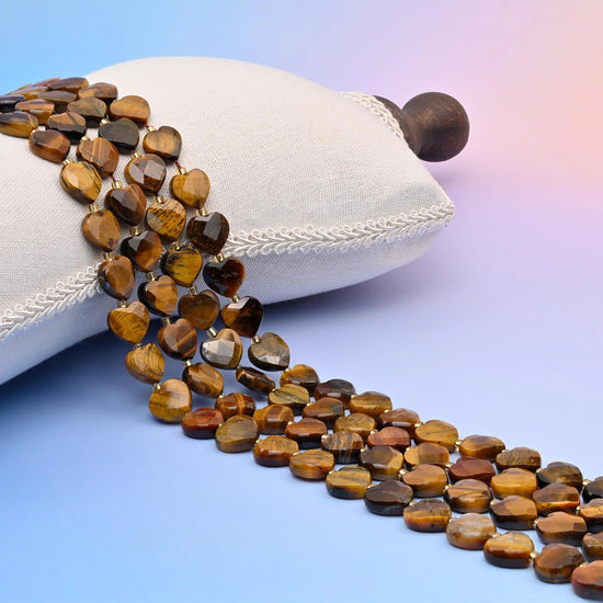 Tiger Eye Faceted Heart Beads
