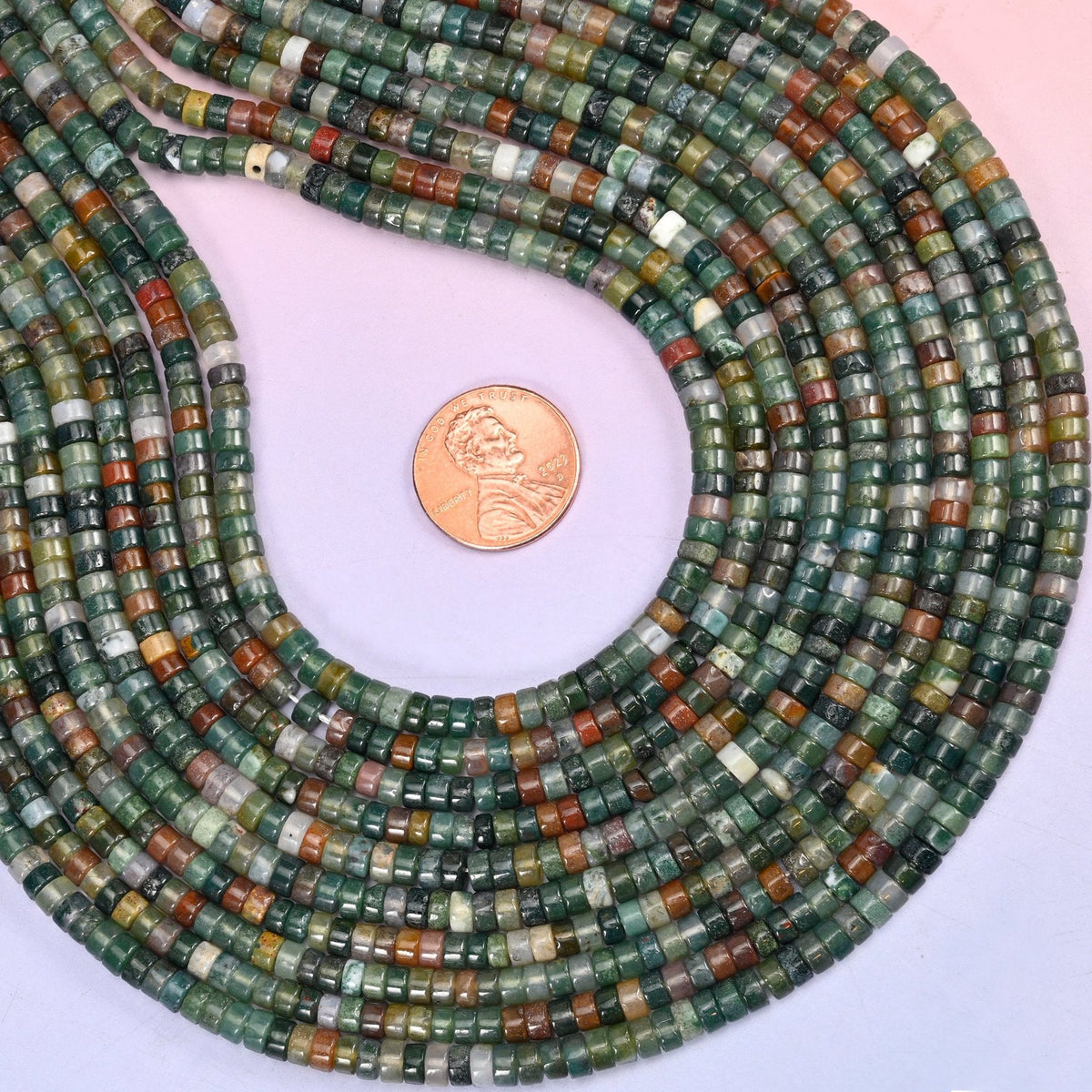 Indian Agate Smooth Heishi Disc Beads, hole 1.0mm