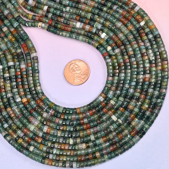 Indian Agate Smooth Heishi Disc Beads, hole 1.0mm
